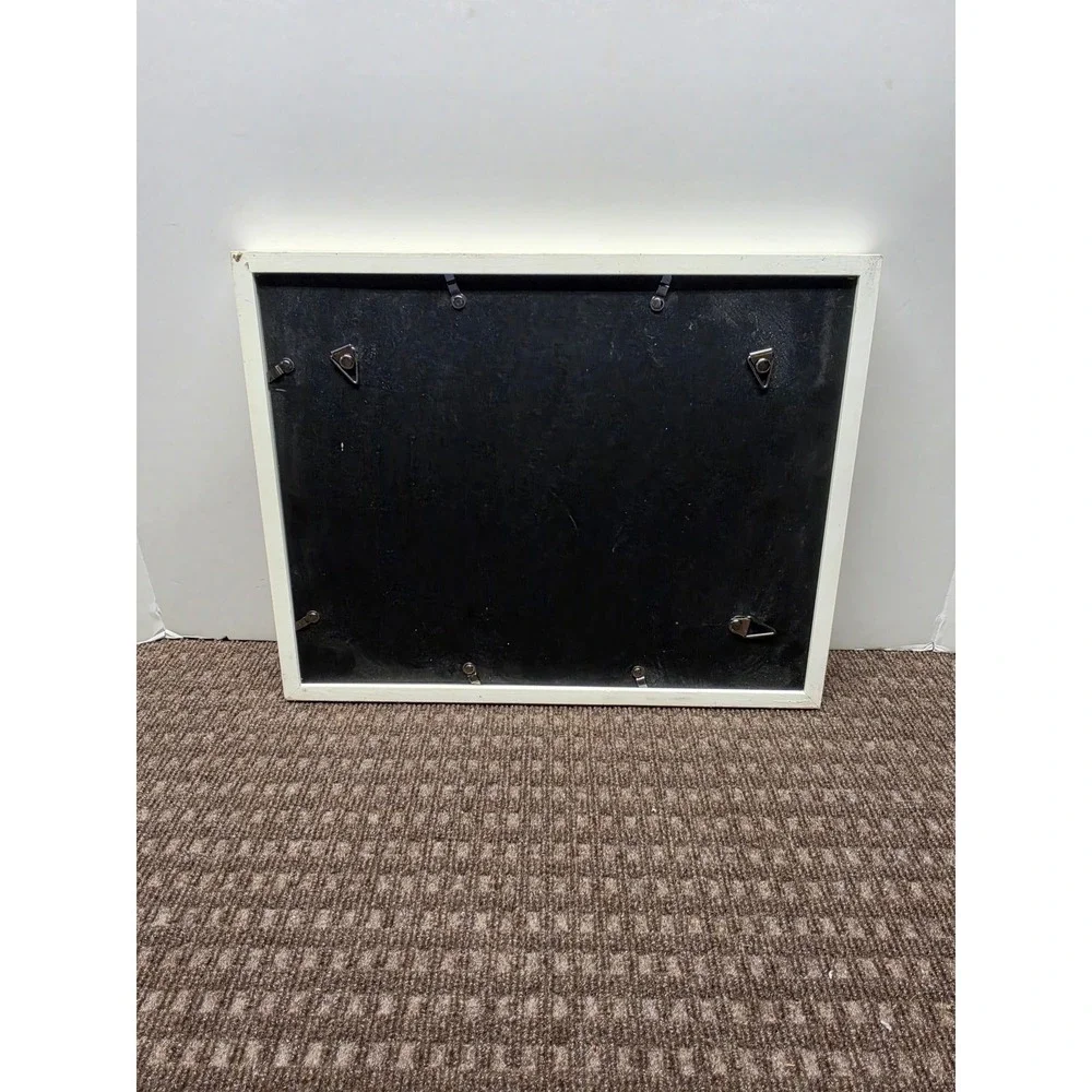 White Wood Picture Frame with White Mat and Burlap Backing 12.5x16.5